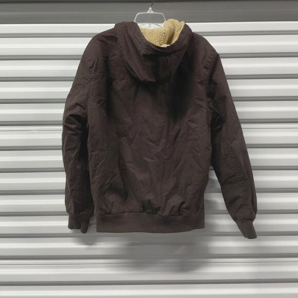 Lee Workwear Bomber Jacket Mens Medium Brown Sherpa Lined Hooded Coat Outdoor - Picture 4 of 14